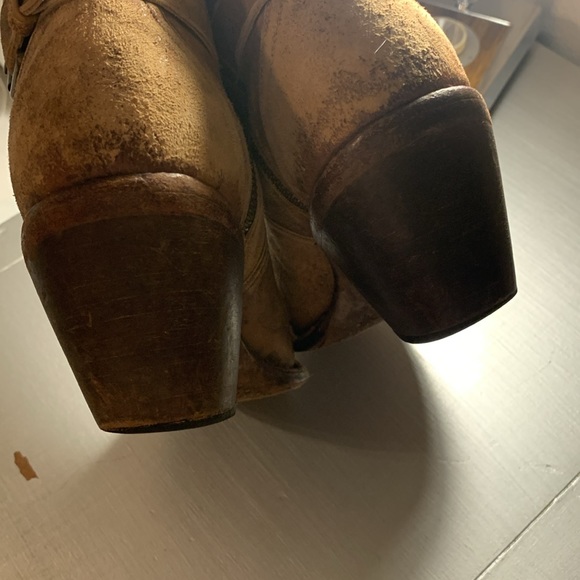 Lucchese Brown Short Distressed Floral Boots - Picture 8 of 14